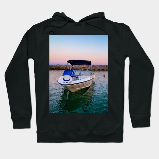 Summer Sunset Boat Sea Sailing Hoodie by eleonoraingrid